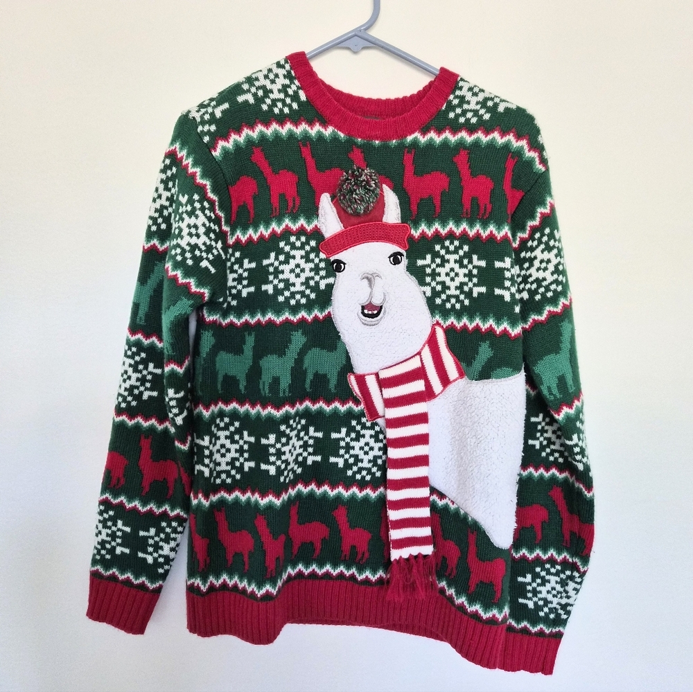 33 Degrees Llama Ugly Christmas Knit Sweater
